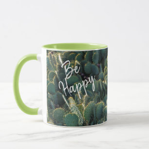 Mug Soyez heureux avec cactus et noms
