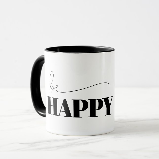 Mug Soyez heureux de la typographie (Devant gauche)