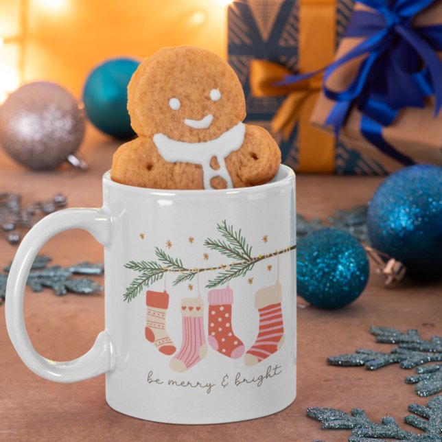 Mug Soyez Joyeux et brillant Rouge & Blanc Noël (Créateur téléchargé)