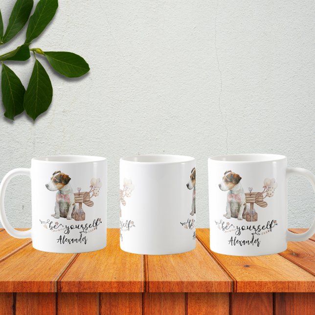 Mug Soyez vous-même Jack Russell chiot à côté de la bo (Créateur téléchargé)