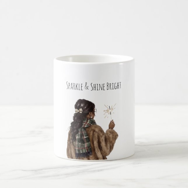 Mug Sparkle Black Girl Christmas New Year (Centre)