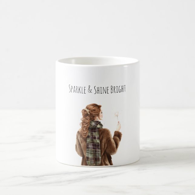 Mug Sparkle Red Hair Girl Christmas New Year (Centre)