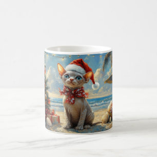 Mug Sphynx Chat Noël Plage Vintage