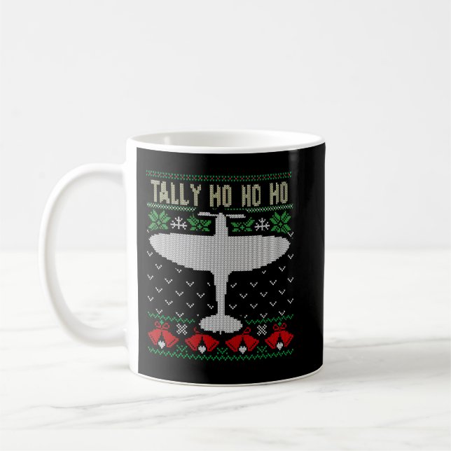 Mug Spitfire Noël vilain Sweat Style Avion Aérien (Gauche)