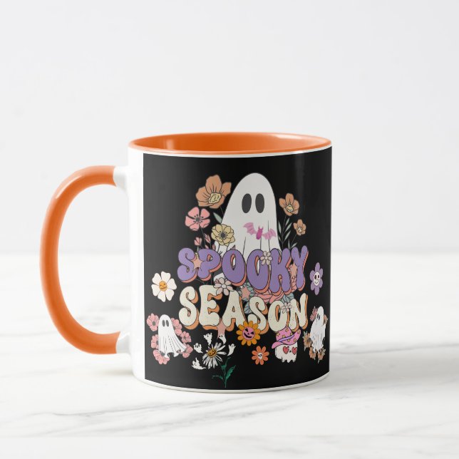 Mug Spooktaculaire mignon fantôme Halloween noir pourp (Gauche)