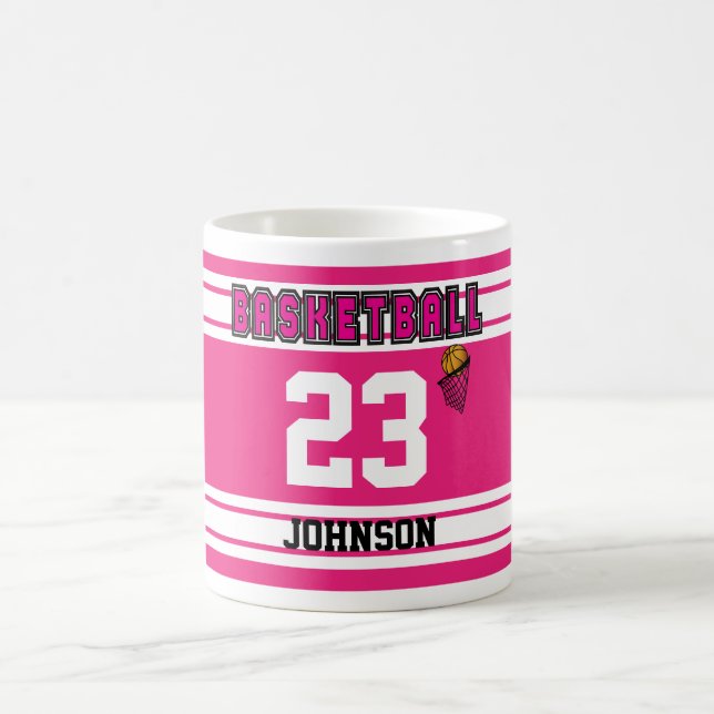 Mug Sport de basket-ball rose et blanc chaud (Centre)