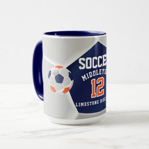Mug Sport de football ⚽ orange, bleu et blanc