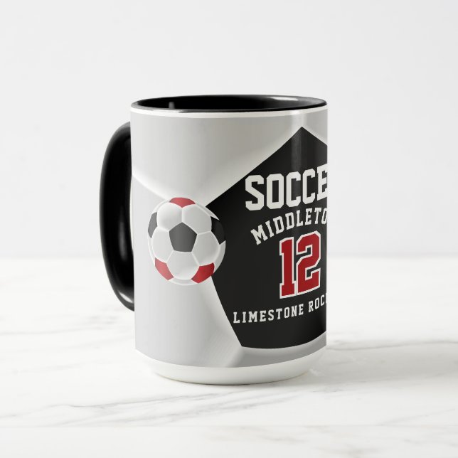 Mug Sport de football ⚽ rouge, bleu et blanc (Devant gauche)
