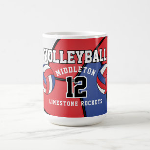 Mug Sport de volley-ball rouge, blanc et bleu