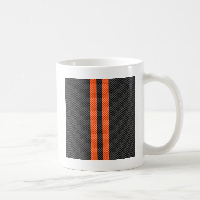 Mug Sportif Vibrant Orange Stripes Carbone Fibre Style (Droite)