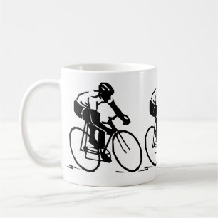 Mug Sports de silhouette de noir de coureur de vélo de