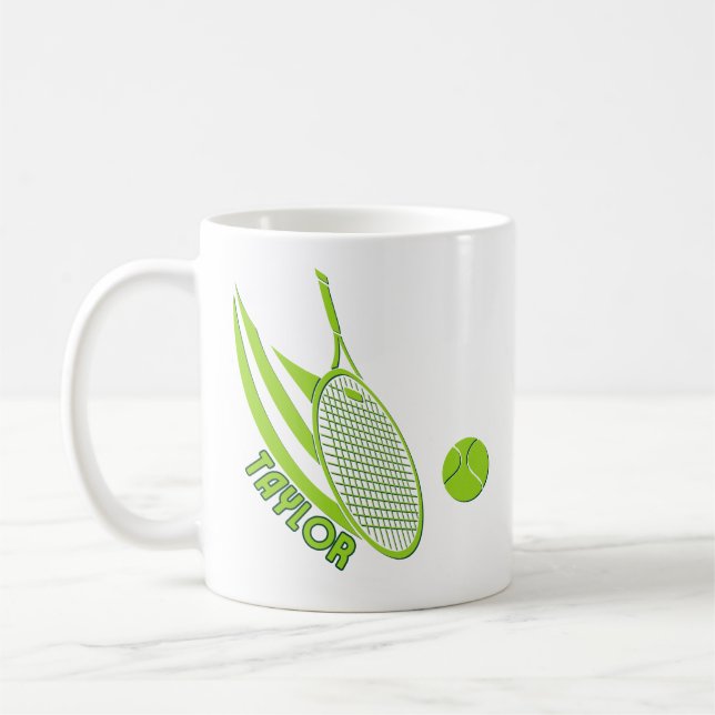 Mug Sports Personnalisés Avec Tennis De Nom (Gauche)