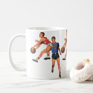 Mug Sports Vintage, Joueurs de Basket-ball dans un Mat