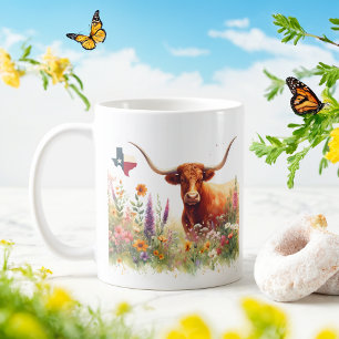 Mug Spring Watercolor Texas Longhorn