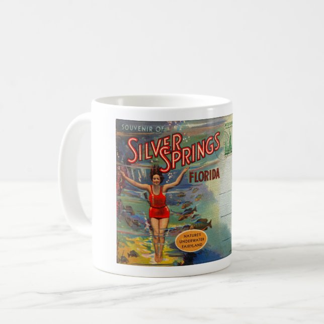 MUG SPRINGS D'ARGENT DES ANNÉES 1940 FLORIDA POSTCARD  (Devant gauche)