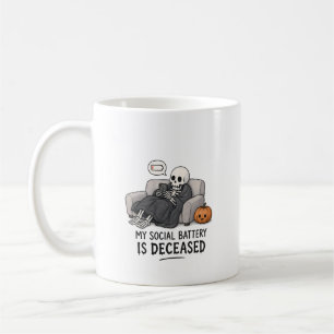 Mug Squelette Batterie Sociale Décédée Drôle Halloween