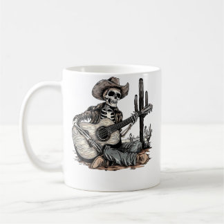 Mug Squelette de cow-boy western drôle jouant de la gu