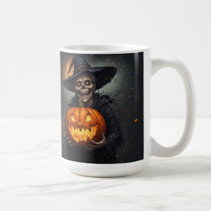 Mug Squelette de sorcière avec citrouille lumineuse Ha