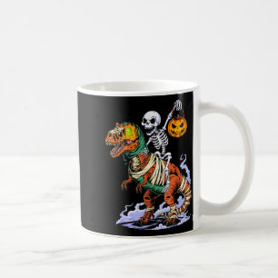 Mug Squelette d'Halloween à cheval sur une momie T Rex