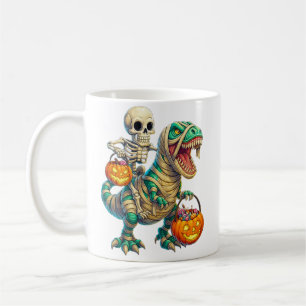 Mug Squelette Fantaisiste à Cheval sur un T-Rex Momie 