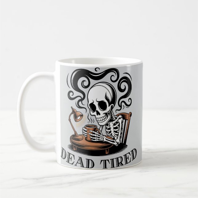 Mug Squelette fatigué mort matin (Gauche)