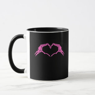 Mug Squelette Mains Panneau Coeur Retro Halloween