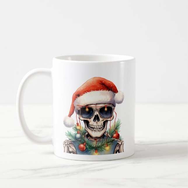 Mug Squelette mignon avec lumières de Noël (Gauche)