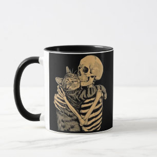 Mug Squelette qui étreint un chat – Cadeau mignon pour