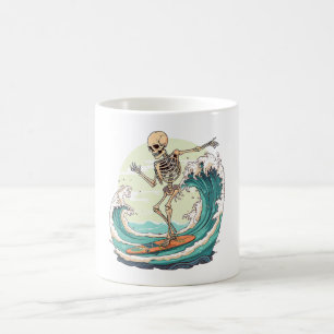 Mug Squelette surfer sur les vagues