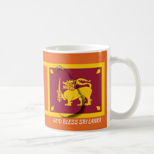 Mug SRI LANKA CARTE DRAPEAU Écriture Customisée ORANGE (Droite)