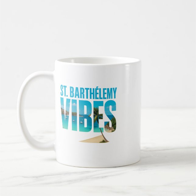 Mug St. Barthélemy Vibes Wird Tropischer Strand Kaffeetasse (Links)