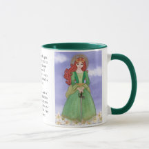 St. Dymphna Aquarelle Prière Thé Café