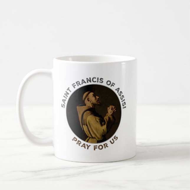Mug St. Francis of Assisi Pray for Us (Gauche)