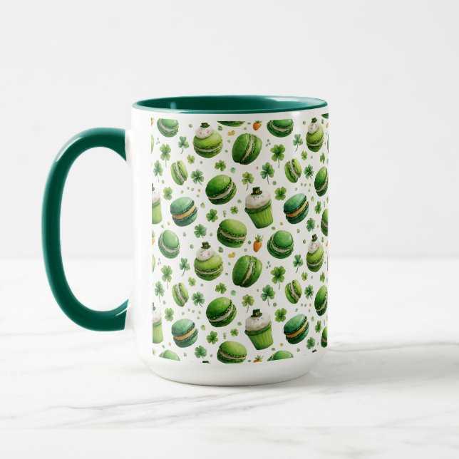 Mug St. Patrick’s Day Watercolor Macaron & Shamrock  (Gauche)