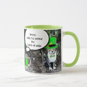 MUG ST PATRICK'S DAY CHAT AVEC BIÈRE IRLANDAISE VERTE