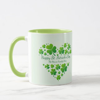 Mug St. Patrick's Day Shamrock Heart Family Keepsake