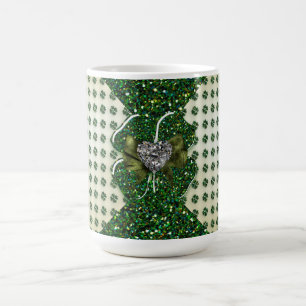 Mug St. Patrick's Sparkly Shamrock avec coeur