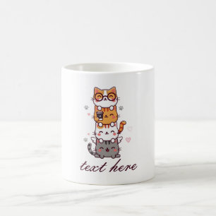 Mug Stacked Cuteness : Adorable Kitty Tower of Joy!