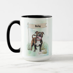 Mug Staffordshire Bull Terrier Aquarelle Personnalisé