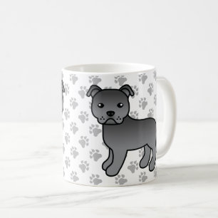 Mug Staffordshire Bull Terrier Bleu Chien de Dessin An