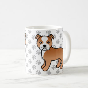 Mug Staffordshire Bull Terrier chien rouge et blanc
