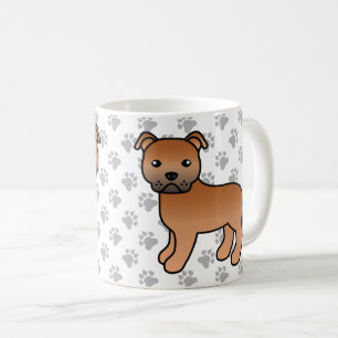 Mug Staffordshire Bull Terrier Rouge Chien de Dessin A