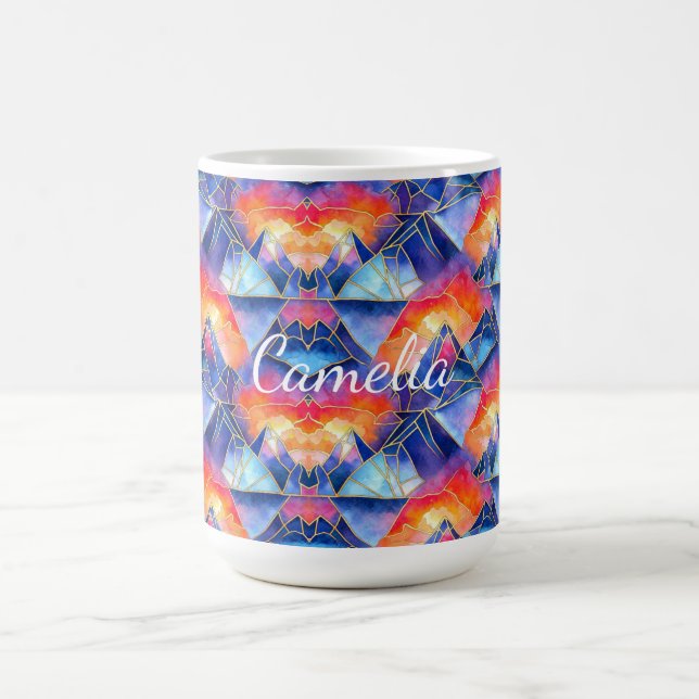 Mug Stained Glass Mountain Watercolor Birthday Gift  (Centre)