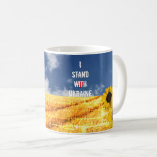 Mug Stand avec Ukraine jaune et bleu avec tournesol