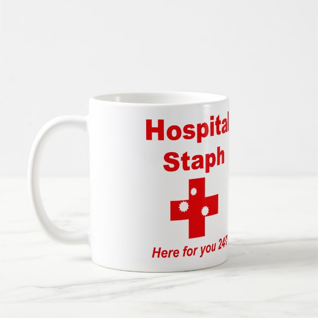 Mug Staphylocoque d'hôpital (rouge et blanc) (Gauche)
