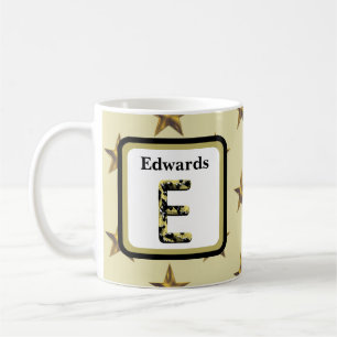 Mug Star Monogram Gold Elegant Nom de famille initial