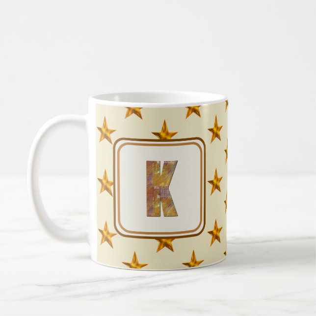 Mug Star Patchwork Prénom Nom K Monogramme initial (Gauche)