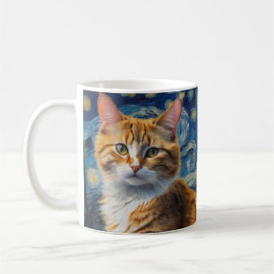 Mug Starry Night Art with a Cat