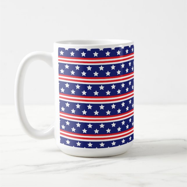 MUG STARS ET STRIPES BLEUS BLANCS ROUGES PATRIOTIQUES (Gauche)