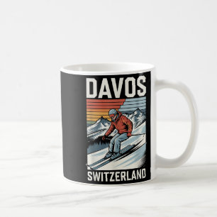 Mug Station de ski Retro Davos Suisse, Ski Alpin